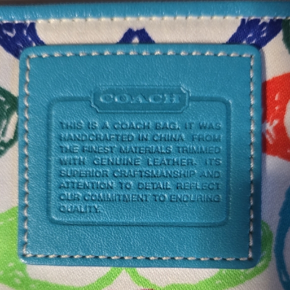 Coach Blue and Red Signature Wristlet Bag, NWOT - Picture 2 of 8